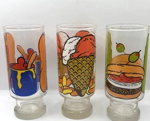 De colección Mid Century Arte Pop Comida Hi Ball Vasos 6.5" Hamburguesa Hot Dog Helado - Imagen 1 de 4