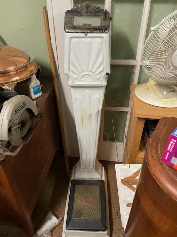 Aristo Porcelain Penny Scale Ca. 1930 H: 48 W: 11 1/2 D: 20 1/4 Inch - Image 1 of 4