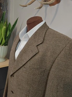 🇨🇦 Kasper Mens 40S Brown Houndstooth Three Button Wool Sports Coat  - Image 1 of 4