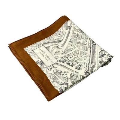 Auth HERMES Calle 140/Calle Jéan - White Brown Cashmere Silk Scarf - Image 1 of 4