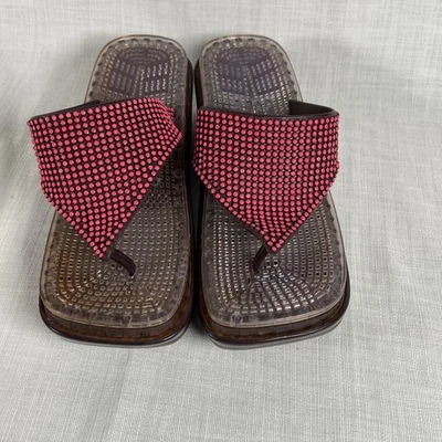 Sandalias de cuña de gelatina años 90 puntos rosas vacaciones "It Beach" hechas en Brasil EE. UU. 8,9 Foto 1 de 4