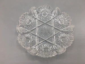 American Brilliant Clear Press Cut Glass 6.25" Star David Trinket Candy Vintage - Picture 1 of 17