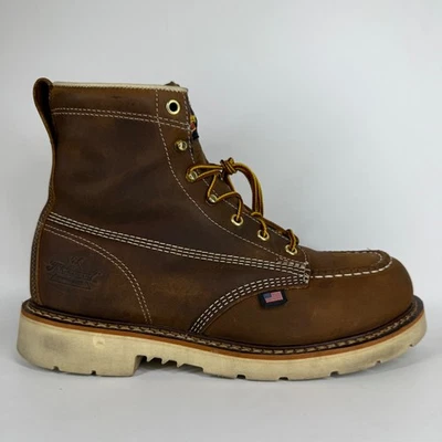 Botas de trabajo Thorogood 804-4375 para hombre de 6" de cuero sin usar, puntera de acero, marrón talla 9,5 D Foto 1 de 4