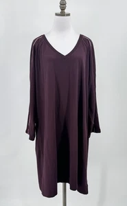 Vestido túnica J. Jill Fit borgoña 4X mezcla de algodón cuello en V - Imagen 1 de 5