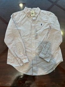 Ralph Lauren Boys Shirt 14-16 Large Plaid Button Down Long Sleeve NWT - Picture 1 of 11