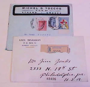 GREECE RED CROSS REGISTERED & REGULAR COVERS 1929 - Picture 1 of 2