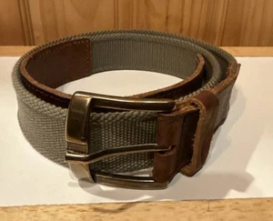 Eddie Bauer Belt Size 32 RN#11465830715 Made In Mexico Leather And Canvas - Picture 1 of 6