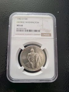 1982-D George Washington NGC MS66 Commemorative Half Dollar Silver Coin - Picture 1 of 6