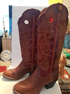 Tony Lama Sz 8 B Western Red Brown Cowbot Boots. Pointed Toe - Picture 1 of 7