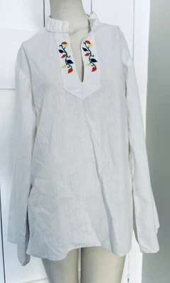 Vintage Hippie Tunic Boho Embroidered FLORAL Blouse Handmade 60s 70s Women’s Top - Image 1 of 4