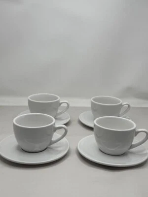 Juego de 4 tazas y platillos de café Konitz Coffee Bar, 7 onzas, blanco Foto 1 de 4