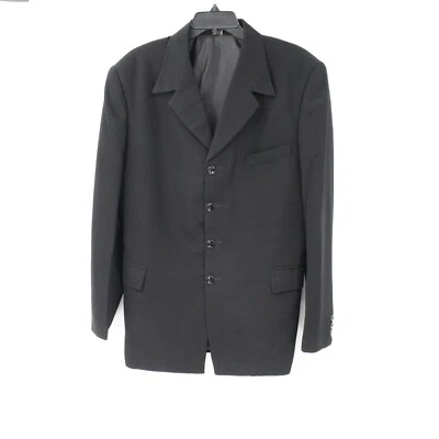 Abrigo deportivo Bijan para hombre 40 italiano de un solo pecho cuatro botones negro diseñador Foto 1 de 4