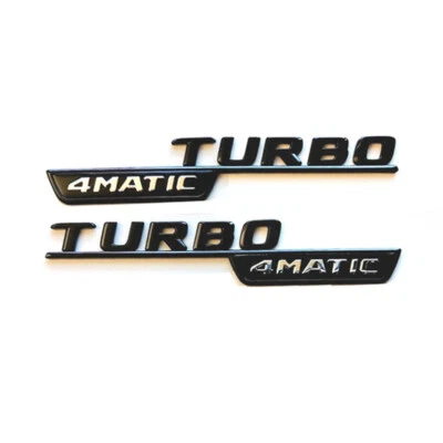 Insignia negra brillante emblema guardabarros AMG TURBO 4MATIC OEM para Mercedes CLA GLA GLB Foto 1 de 3