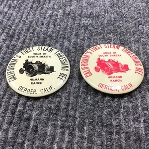 VTG South Shasta Lines Threshing Bee Humann Ranch Gerber California 2 Buttons - Picture 1 of 6