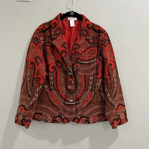 Isaac Mizrahi For Target Paisley Lined Corduroy Women Jacket Blazer Extra Large - Picture 1 of 5