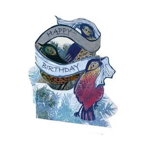 Branch Birds Birthday Tri Judy Lumley Greetings Card from Lino Cut Designs + env - Picture 1 of 1
