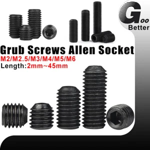 M2/M2.5/M3/M4/M5/M6 Steckdose Cup Punkt Gewindeschrauben Sechskant-Inbus-Set Schrauben 2mm ~45mm - Bild 1 von 75