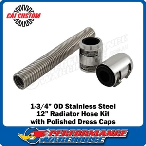 Cal Custom 1-3/4” O.D Chrome Stainless Steel 12” Radiator Hose Flexikool Kit - Picture 1 of 3