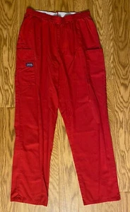 Cherokee Workwear Women Size Medium Red Pockets Elastic Waist Nurse Scrub Pants - Picture 1 of 6