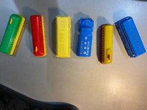 Vintage Renewal 6 Plastic Toy Trucks Red Yellow Blue - Picture 1 of 13