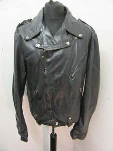 VINTAGE 70's BROOKS LEATHER MOTORCYCLE JACKET SIZE UK XXL - Picture 1 of 19
