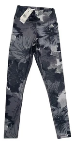 ADIDAS Women’s TE AOP High Rise Full Length, Black & Grey Floral Print Tights Sm - Picture 1 of 5