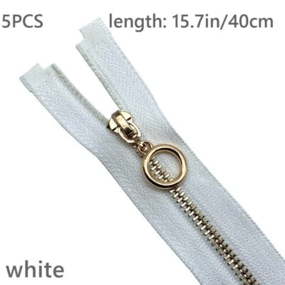 5PCS DIY 3# 40cm Metal Zippers Close-end Sewing Jackets Garment Accessories Sew - Image 1 of 4