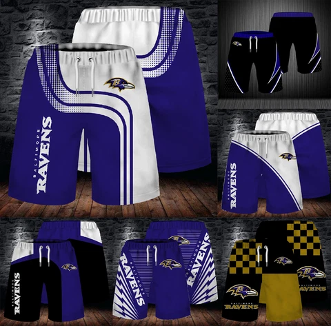 Baltimore Ravens Mens Beach Board Shorts Quick Dry Swim Trunks Soft Bathing Wear Cover