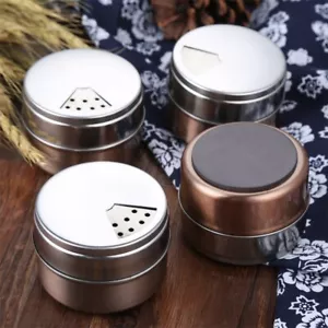 1pc Magnetic Spice Jars Stainless Steel Outdoor Camping Condiment Containers - Picture 1 of 10
