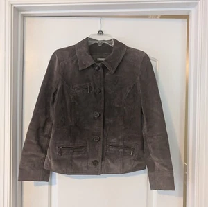 i. e. Relaxed Womens Jacket PM 100% Suede Leather Toffee Tan Button Pockets Soft - Picture 1 of 8