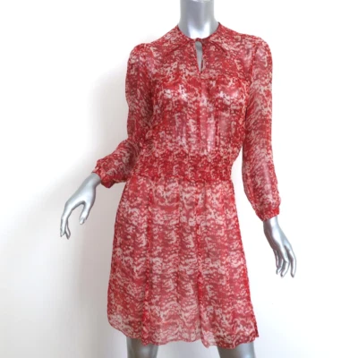 Mini Vestido Isabel Marant Etoile Danzig Rojo Estampado Gasa Talla 38 Foto 1 de 4
