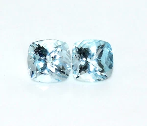 Certified Natural Aquamarine Cushion Cut 10x10 mm Pair 8.77 CTS Loose Gemstones - Bild 1 von 9