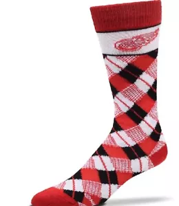 Calze Detroit Red Wings Hockey rosse, nere e bianche Argyle Plaid Deuce Crew - Foto 1 di 1