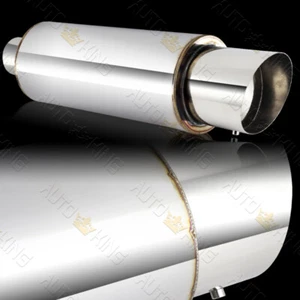 JDM 4" N1 SLANT TIP T-304 STAINLESS RACING EXHAUST MUFFLER W/SILENCER 2.5"INLET - Foto 1 di 5