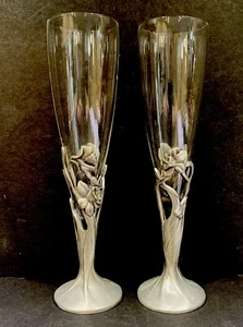 Möwe Kanada Zinn Paar Sektflöten 1988 Etain Zinn Blume  - Bild 1 von 5