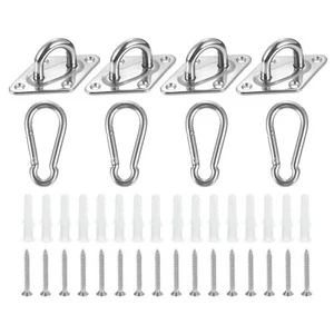 4 Pcs Pad Eye Plate, 3.9 Inch Stainless Steel Ceiling U Hooks with Screw, Silver - Picture 1 of 6