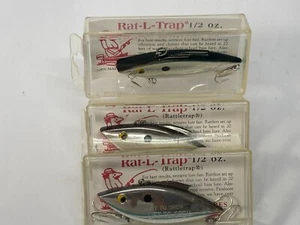 3 ~ Esca da Pesca Vintage Bill Lewis Rat-L-Trap Nuova con Scatola Argento Nero Retro - Foto 1 di 2