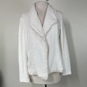 Talbots Jacke Damen Größe L weiß strukturiert offen vorne Frottee Tuch Coastal - Bild 1 von 15