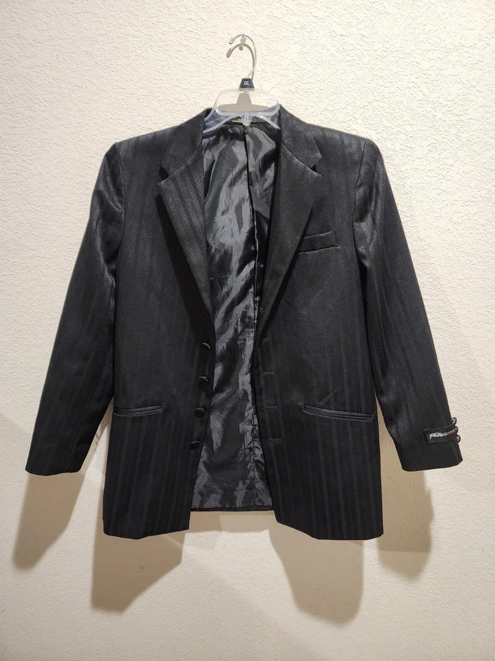  Chaqueta Blazer Fubu Chicos Talla 18 Regular Negra Rayas Traje Vestido Deportivo Abrigo Foto 1 de 4