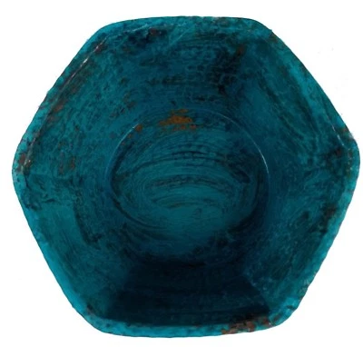 Hexagonal Hammered Green Patina Decorative Bowl Centerpiece Flowers Planter - Image 1 of 4