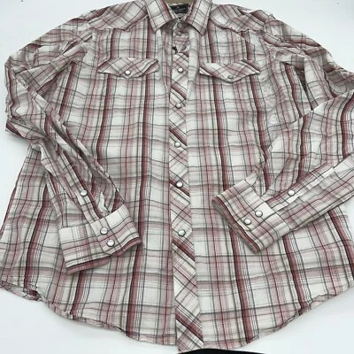 Camisa occidental Marc Ecko para hombre roja a cuadros manga larga perla a presión talla mediana Foto 1 de 4