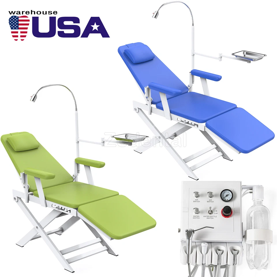 Sillón Dental Plegable Portátil + Luz LED Oral/Unidad de turbina dental 2/4 Hole - Image 1 of 1