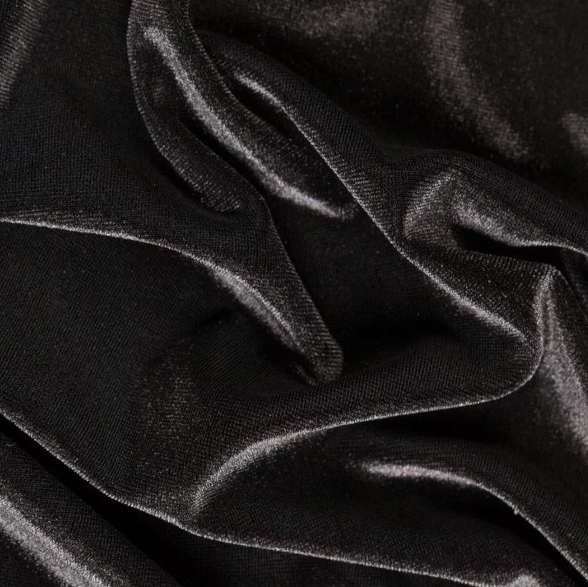 VELUDO ELASTANO STRETCH PRETO 60" FORMAL DESGASTE CONCURSO DANÇA VENDIDO BTY  - Imagem 1 de 1