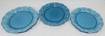 3 platos de ensalada Pioneer Woman 8 1/4" borde festoneado, azul denim craquelado "Paige", Foto 1 de 4