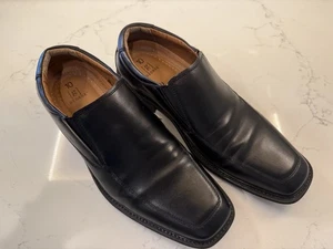 Scarpe eleganti mocassini slip-on uomo taglia 10 George in pelle nera ottime - Foto 1 di 12