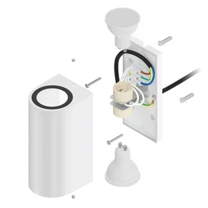 8x Wandleuchte ALSE für außen IP54 Up-/Downlight weiß matt rund 2x GU10 max. - Bild 1 von 8