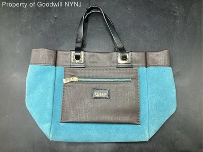 Bolso de Mano Furla Gamuza y Cuero Azul Marrón Hecho en Italia Foto 1 de 4