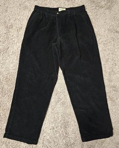 Pantalones de pana Eddie Bauer de colección para hombre 36x30 negros plisados pierna ancha Y2K retro papá - Imagen 1 de 8