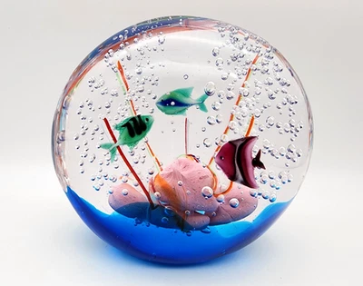 RARE VINTAGE MURANO SIGNED A. TAGLIAPIETRA 6" ART GLASS AQUARIUM FISH SCULPTURE! - Image 1 of 4