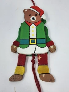 Dept 56 Wooden Dancing Bear Christmas Tree Ornament Holiday Pull String - Imagen 1 de 5